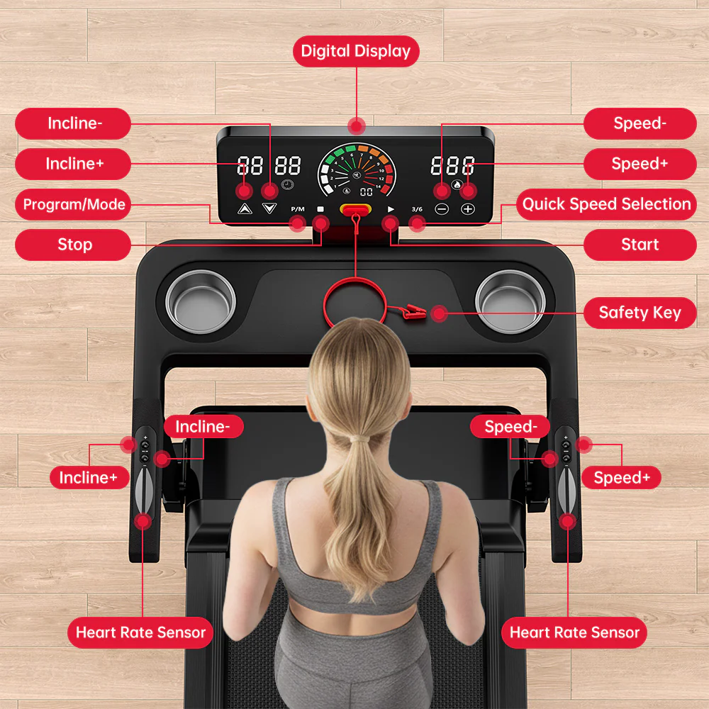 Folding Treadmill Q8 Pro, 1-14KM/H, 20% Auto Incline, Touch Control - Image 3