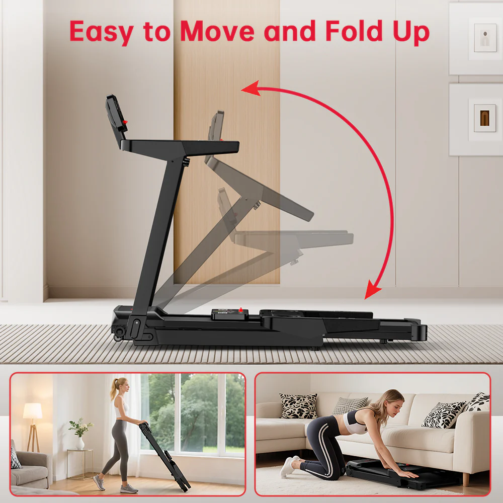 Folding Treadmill Q8, 1-12KM/H, 5% Manual Incline, Touch Control - Image 10