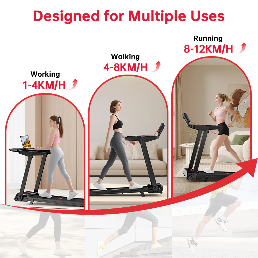Folding Treadmill Q8, 1-12KM/H, 5% Manual Incline, Touch Control - Image 4