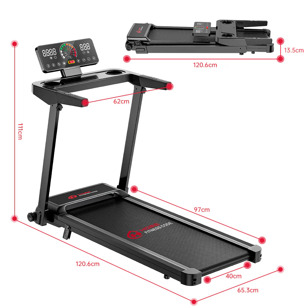 Folding Treadmill Q8, 1-12KM/H, 5% Manual Incline, Touch Control - Image 9