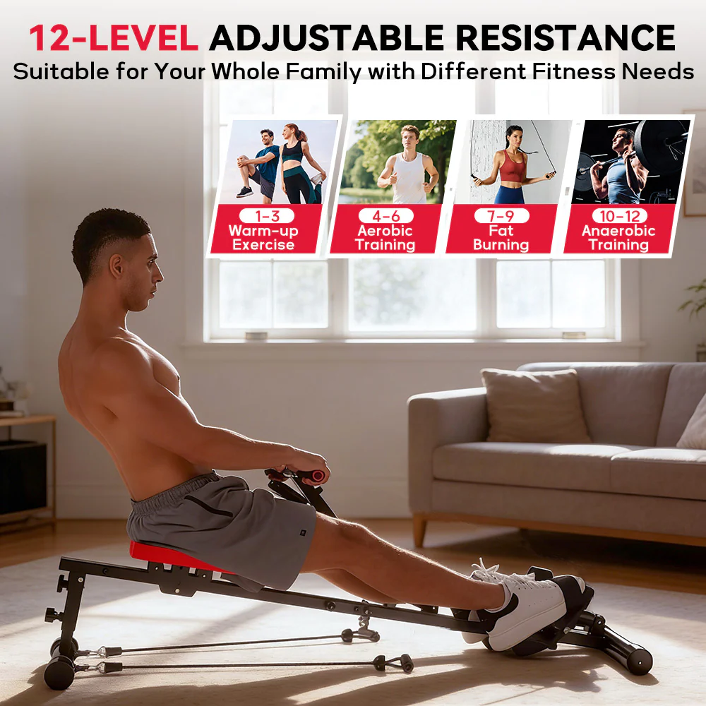 Hydraulic Rowing Machine, 12-Level Resistance - Image 4