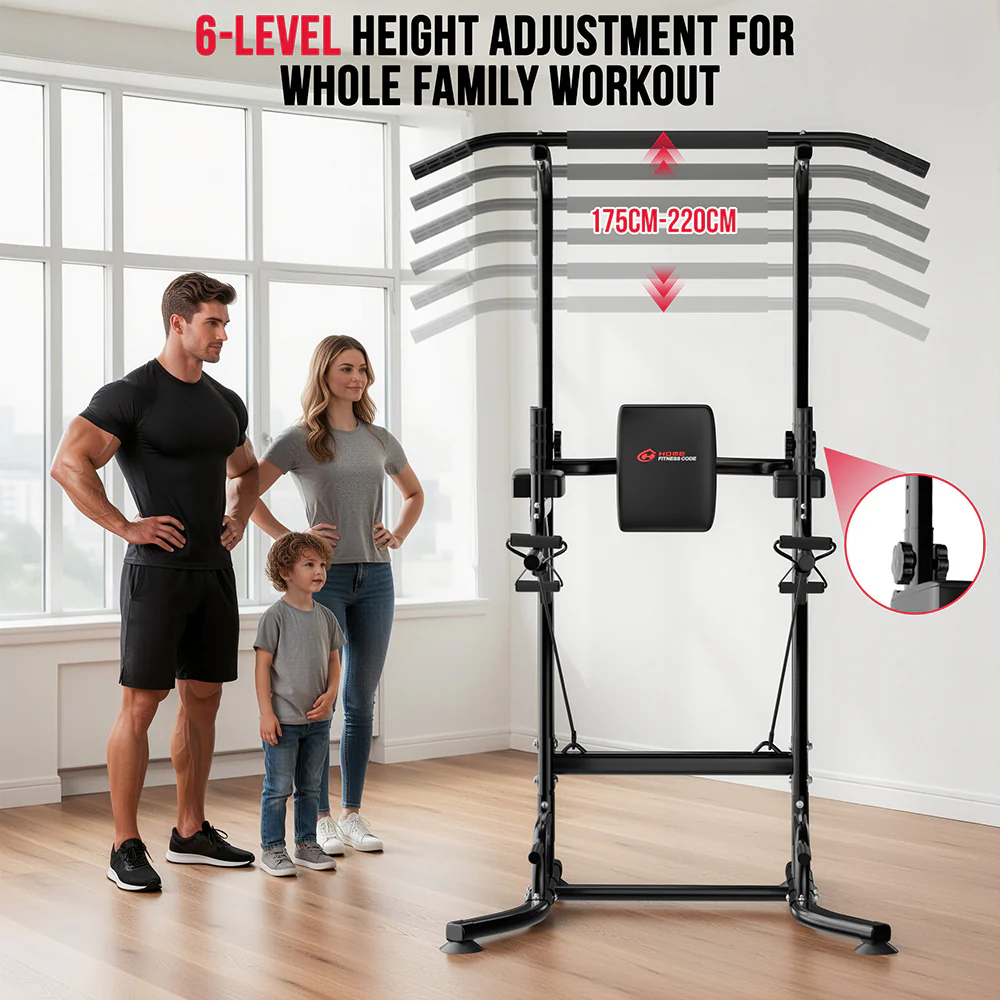 Power Tower Dip Station A1, with Resistance Bands - Image 3
