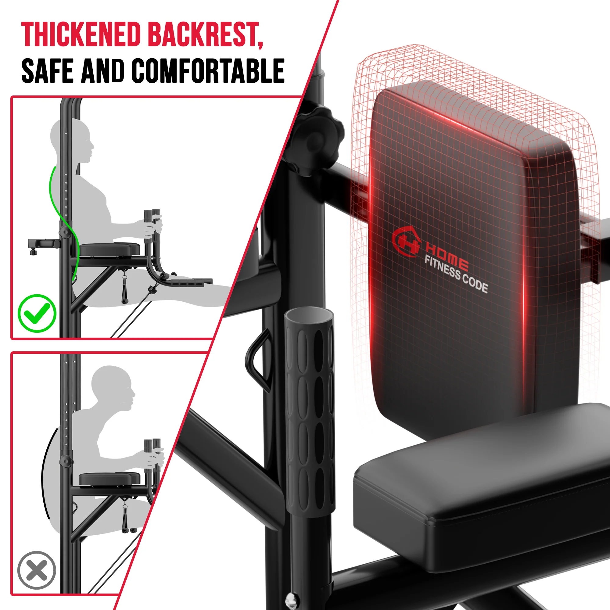 Power Tower Dip Station A1, with Resistance Bands - Image 5