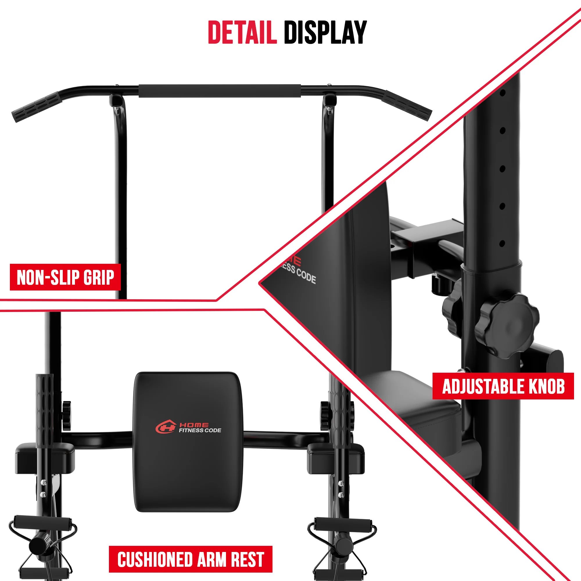 Power Tower Dip Station A1, with Resistance Bands - Image 6