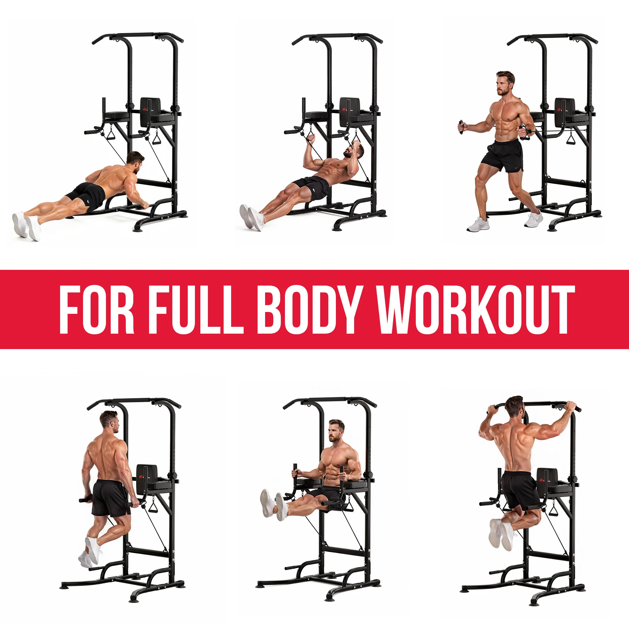 Power Tower Dip Station A1, with Resistance Bands - Image 8